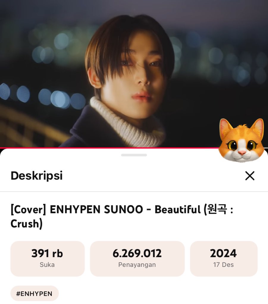 [🎥] 090226 • TODAY’s STREAMING

Selamat siang. Jangan lupa streaming Sunoo "Beautiful" Cover hari ini🤗😍

🌸 Sunoo cover: 31k 🔜 6.3M views
🔗 youtu.be/k2eZVnMOvrg?si…

SUNOO BEAUTIFUL COVER
#BeautifulLifeWithSunoo 
#엔하이픈_선우 #SUNOO