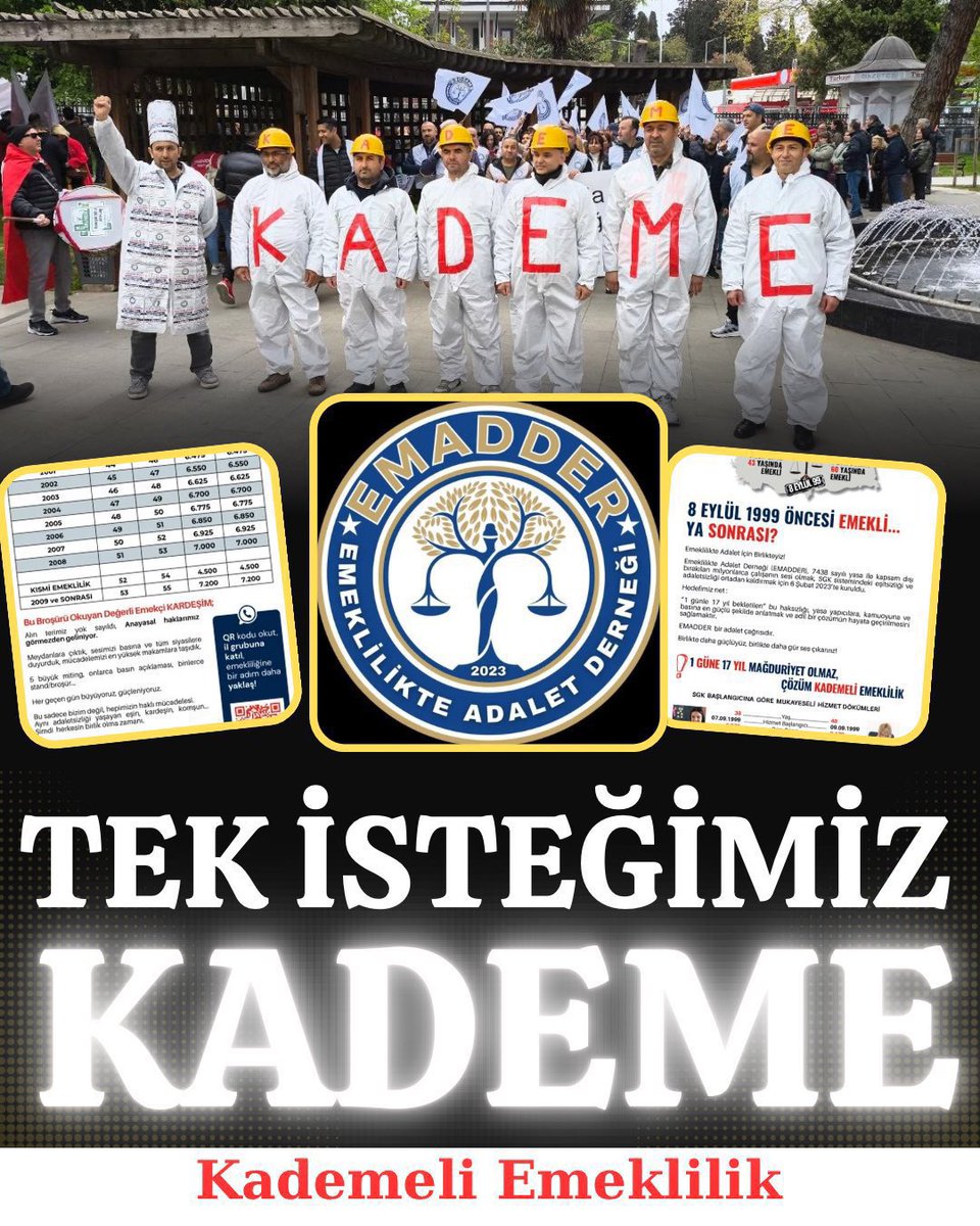 <a href="/EmadDernegi/">EMEKLİLİKTE ADALET DERNEĞİ ⚖️</a> Tek isteğimiz emeklilikte adaletin sağlanmasıdır.
Kademe Anayasal hakkımız 

<a href="/EmadDernegi/">EMEKLİLİKTE ADALET DERNEĞİ ⚖️</a>
#KademeİçinAdalet