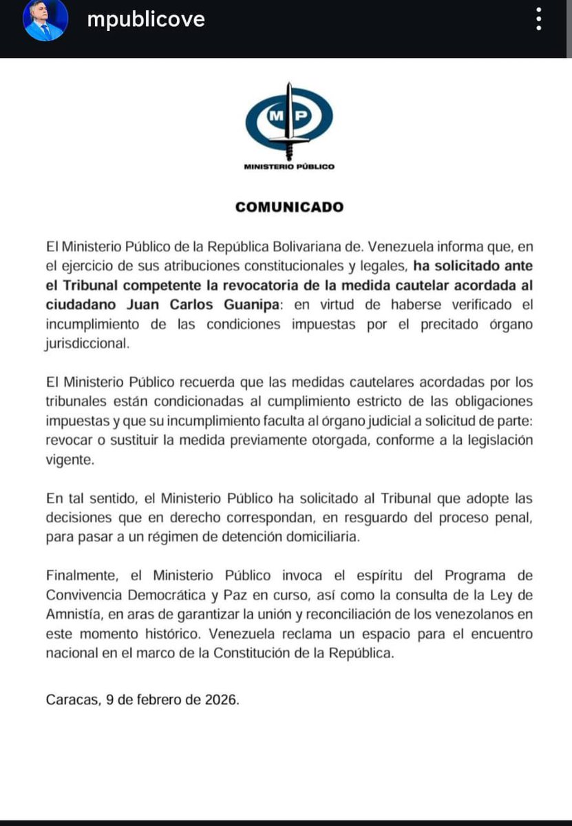BarbaraUSanz's tweet image. Minutos antes de ser secuestrado nuevamente, Juan Pablo Guanipa declaró a @lagranaldea que nunca fue notificado ni informado sobre restricciones para declarar públicamente.

Tarek William Saab emitió un comunicado a las 2am diciendo que lo volvieron a detener por “incumplir”…