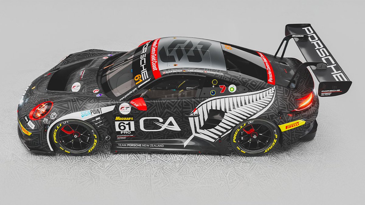 Bathurst12hour's tweet photo. A special livery celebrating a special moment for Porsche, as EBM channel their 2019 winner with their 2026 contender. #B12hr #IGTC https://t.co/aezCsuo9JL
