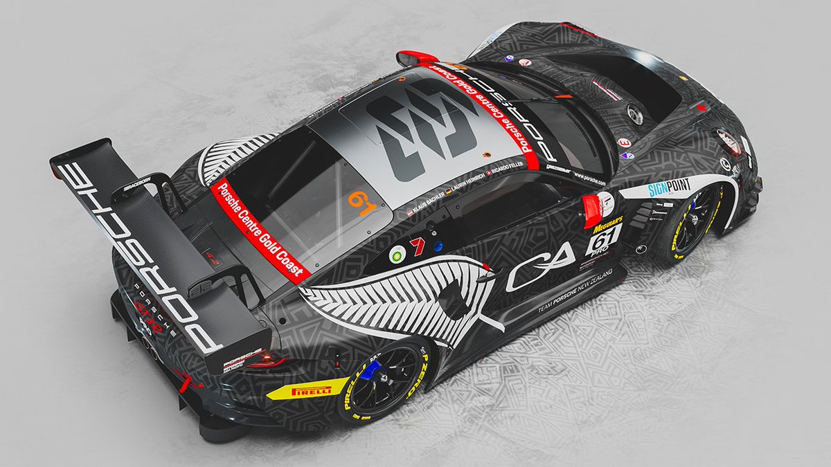 Bathurst12hour's tweet photo. A special livery celebrating a special moment for Porsche, as EBM channel their 2019 winner with their 2026 contender. #B12hr #IGTC https://t.co/aezCsuo9JL