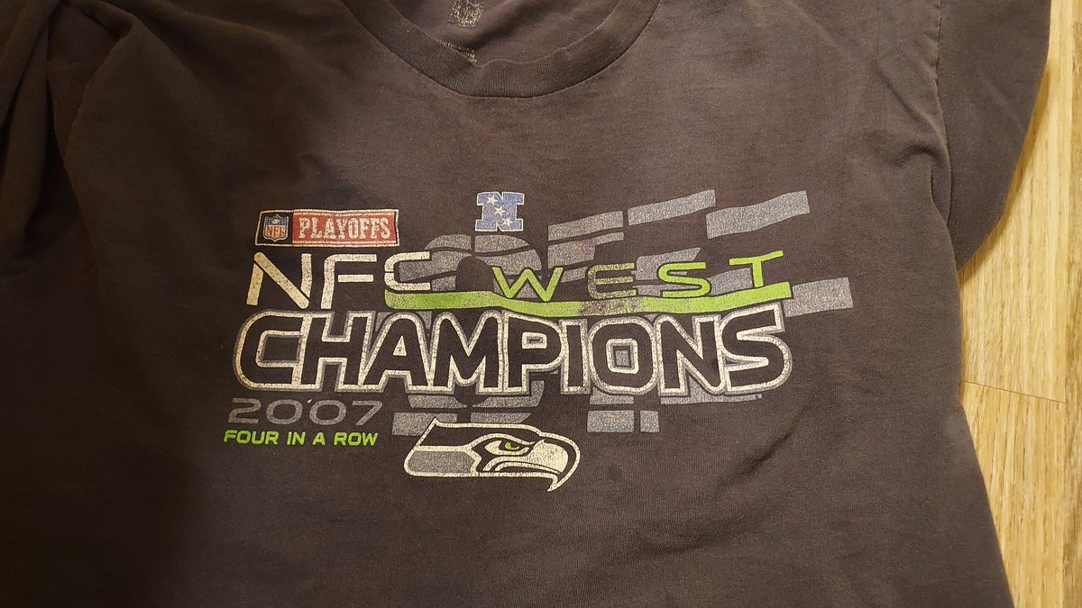 I wore my 2007 NFC West Champions shirt when Seattle played Tennessee...and we won. Thinking it may be good luck, I wore the same shirt every game the rest of the season and we never lost. 

Sooooooo I guess I have to wear this for every Seahawk game the rest of my life 😆