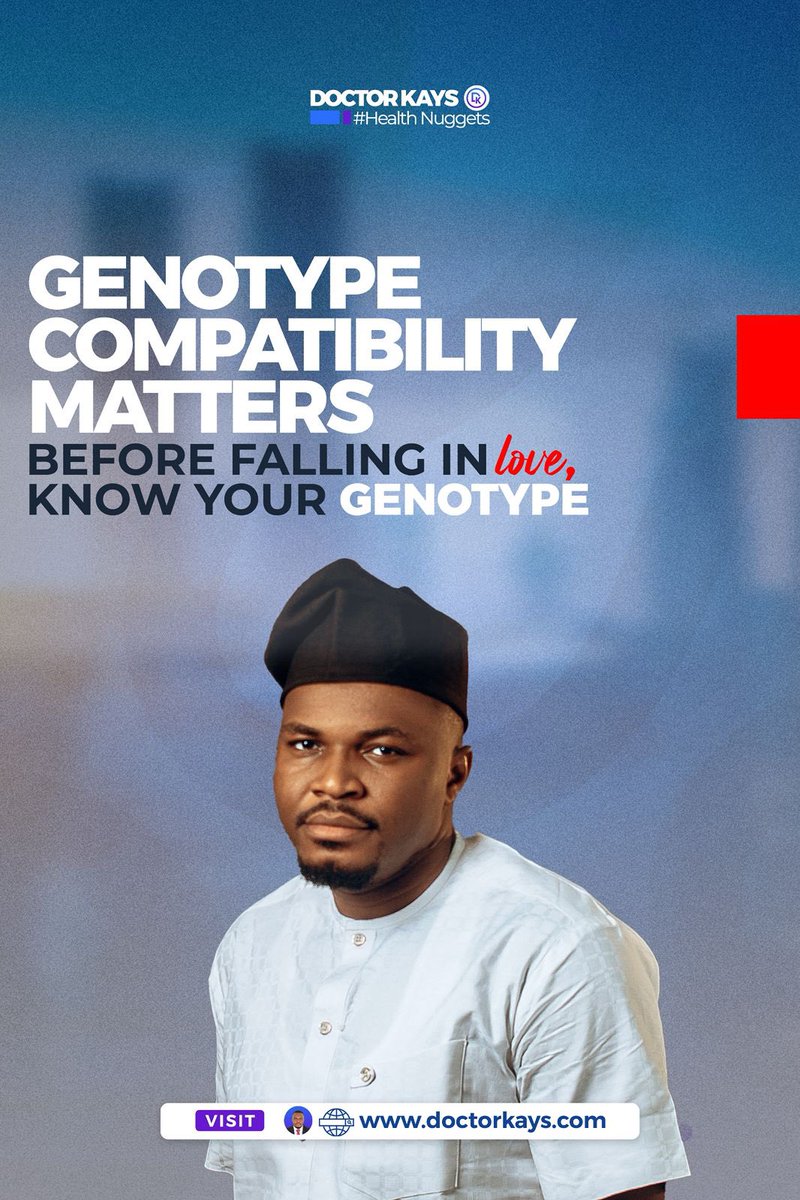 doctor_kays's tweet photo. Genotype compatibility is an important part of health awareness.

Knowing your genotype early supports informed conversations and planning for the future. 
#HealthAwareness  #HealthNuggets #drkays https://t.co/9uVTArGZZG