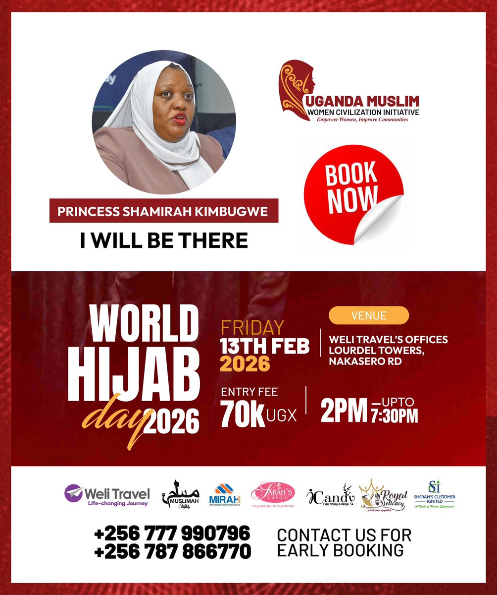 sham_namutebi's tweet photo. Book your ticket now.
It’s a  Beyond Hijab &amp; Ramathan vibes…  this Friday 13-02/26  @Weli Travel Offices- Lourdel Towers, 2:00 P.M, Ugx 70k, Black or White Hijab. #WorldHijabDay #Icandy @umwci @Sarah’s Cake Uganda @Mirah Metal Fabrications @welitravel https://t.co/sRjSXBKr8a
