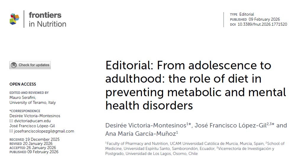 Adolescent diet is a modifiable determinant of long-term metabolic and mental health.
Our Editorial discusses the key findings of the Research Topic:
From adolescence to adulthood: the role of diet in preventing metabolic and mental health disorders.
📖 doi.org/10.3389/fnut.2…