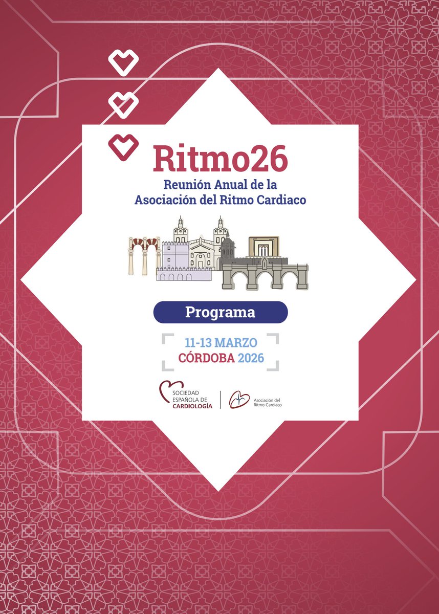 secardiologia's tweet image. ¡Nos vemos en #Ritmo26!
📍 Córdoba | 🗓️ 11–13 de marzo

📚 Tres días para abordar, debatir y avanzar en el conocimiento del ritmo cardiaco: arritmias, estimulación, síncope, ablación, cardiopatías familiares, IA y mucho más.

📌 Consulta ya el programa completo y reserva tu