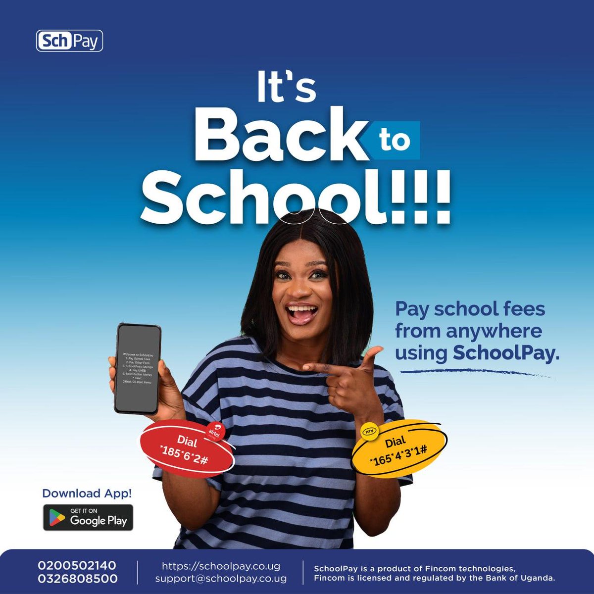 CEOEastAfrica's tweet photo. #AD: School fees don’t have to slow you down.
With @schoolpay_ug, pay from your phone in just a few simple steps.
Dial *185*6*2# on Airtel and *165*4*3*1# to get started.
#Education #SchPay #Uganda https://t.co/IIMkMy6dRg