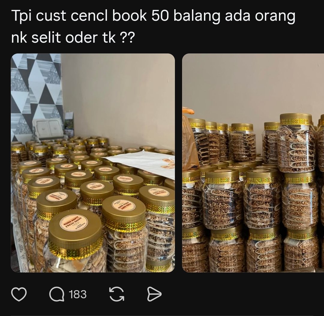 Asal nak puasa, nak raya mesti ada script macamni. Tak boleh ke meniaga elok²?

Nak menjual tapi guna taktik marketing menipu dan kunun2 meraih simpati, mana berkatnya ?

Sebenarnya takde yang order &amp; tak ada yg cancel 🥴