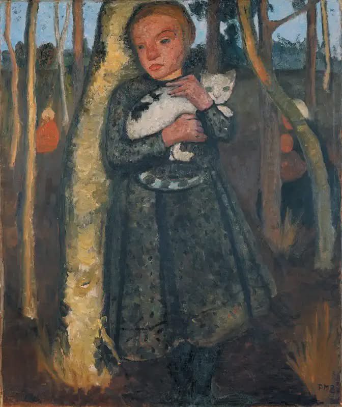 パウラ・モーダーゾーン＝ベッカー (1876-1907)白樺の森の少女と猫