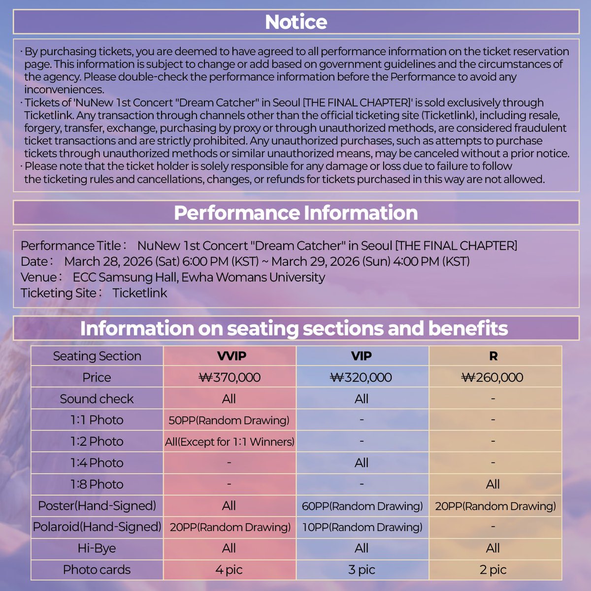 NuNewKoreaTeam's tweet image. 📢 NuNew 1st Concert “Dream Catcher” in Seoul
[THE FINAL CHAPTER] Ticket Open D-2

The final chapter to complete a dream like moment with NuNew!
The long-awaited ticket opening is finally just two days away. 

We appreciate your patience and enthusiastic support. Please make sure…