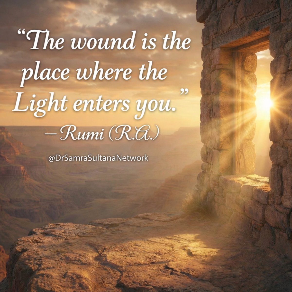"The wound is the place where the Light enters you." — Rumi (R.A.) 🕯️

Zindagi mein kabhi kabhaar humein lagta hai ke hum toot chuke hain, ya hum nakam (fail) ho chuke hain. Magar yaad rakhein, wo zakhm aur wo mushkilat hi wo raasta hain jahan se Allah ki madad aur hidayat hamare