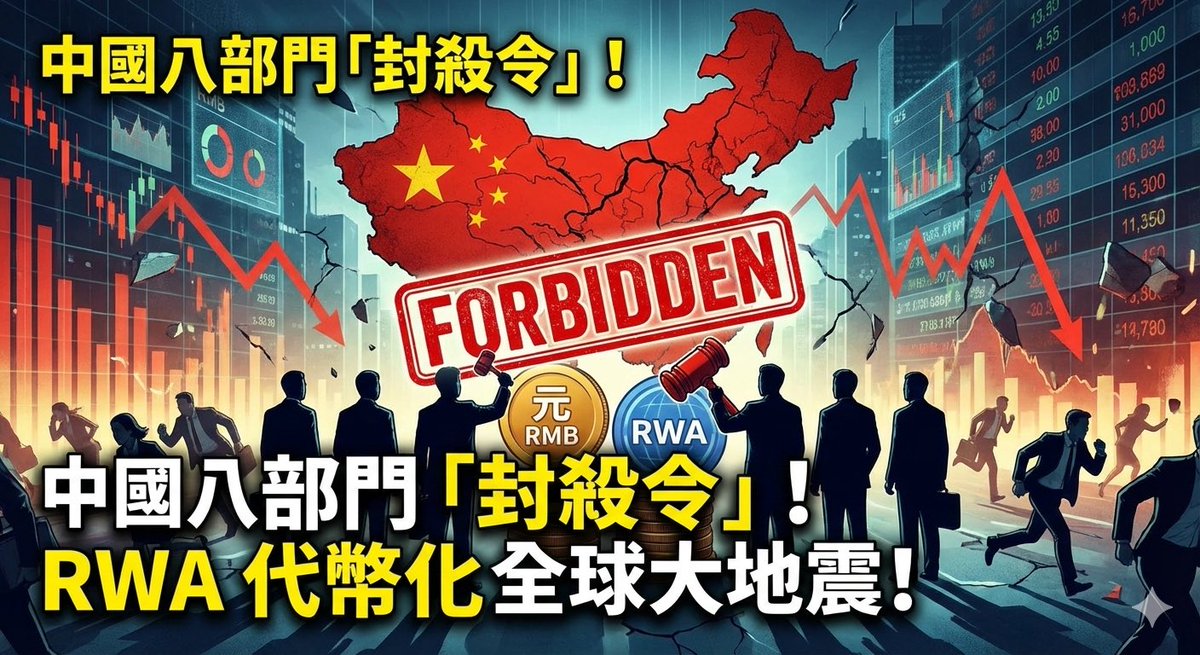 Owen_crypto_'s tweet photo. 中国八部门「封杀令」！RWA 代币化全球大地震！ 🇨🇳🚨
监管核弹引爆！严禁境外人民币稳定币，虚拟货币面临史无前例「锁喉」！资金大逃杀正式开始！ https://t.co/7N7I5DYZhE
