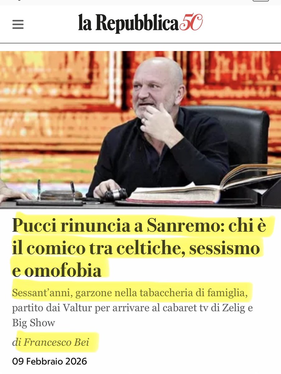 k_arsenale's tweet image. Lo snobismo #PD dell’ex vicedirettore di @repubblica #FrancescoBei: “Garzone dí tabaccheria, croci celtiche, sessismo e omofobia. #AndreaPucci è un Alvaro Vitali arrivato con 30 anni di ritardo. Il livello è quello”. Da vicedirettore a sparamerda di comici, il livello è questo.