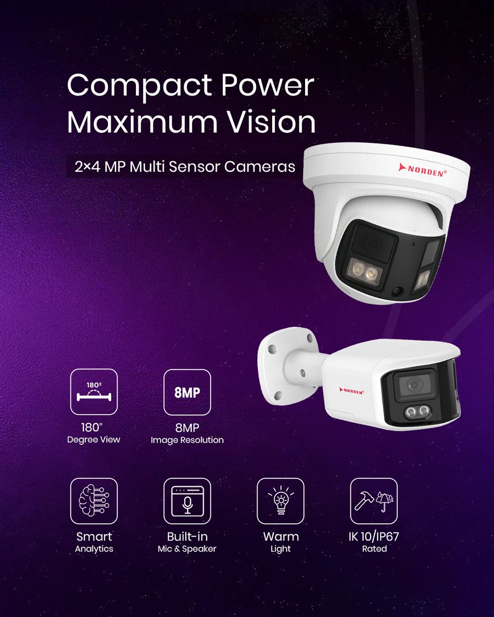 NordenGlobal's tweet image. Angles you didn’t know existed 👀 Meet Norden’s Multi-Sensor &amp;amp; Panoramic Cameras—see wider, cut blind spots, and secure spaces day and night with fewer cameras. Ready to upgrade visibility? 
Follow us for whatsapp.com/channel/0029Va…
#SmartSurveillance #PanoramicCameras