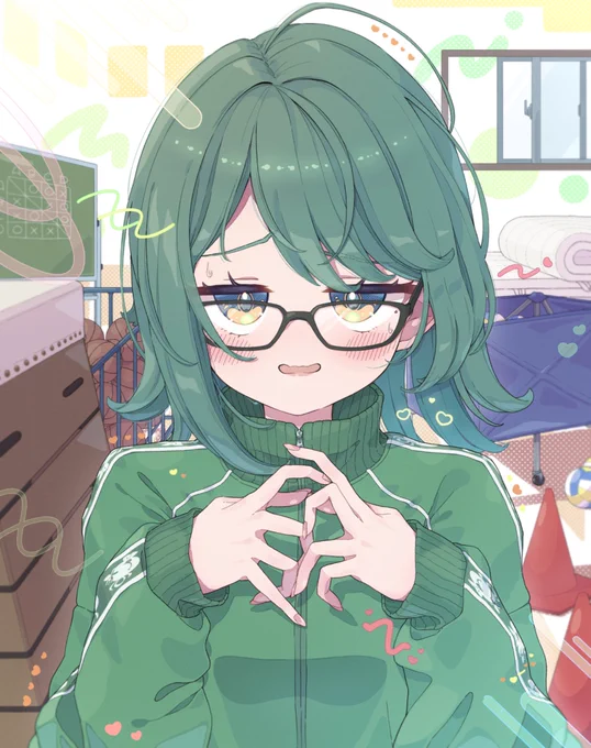 ぽぷら氏(ジャージ) 全身緑なのが陰でかわいい #ぷわぷわぽぷら #ぷぷぷぎゃらり