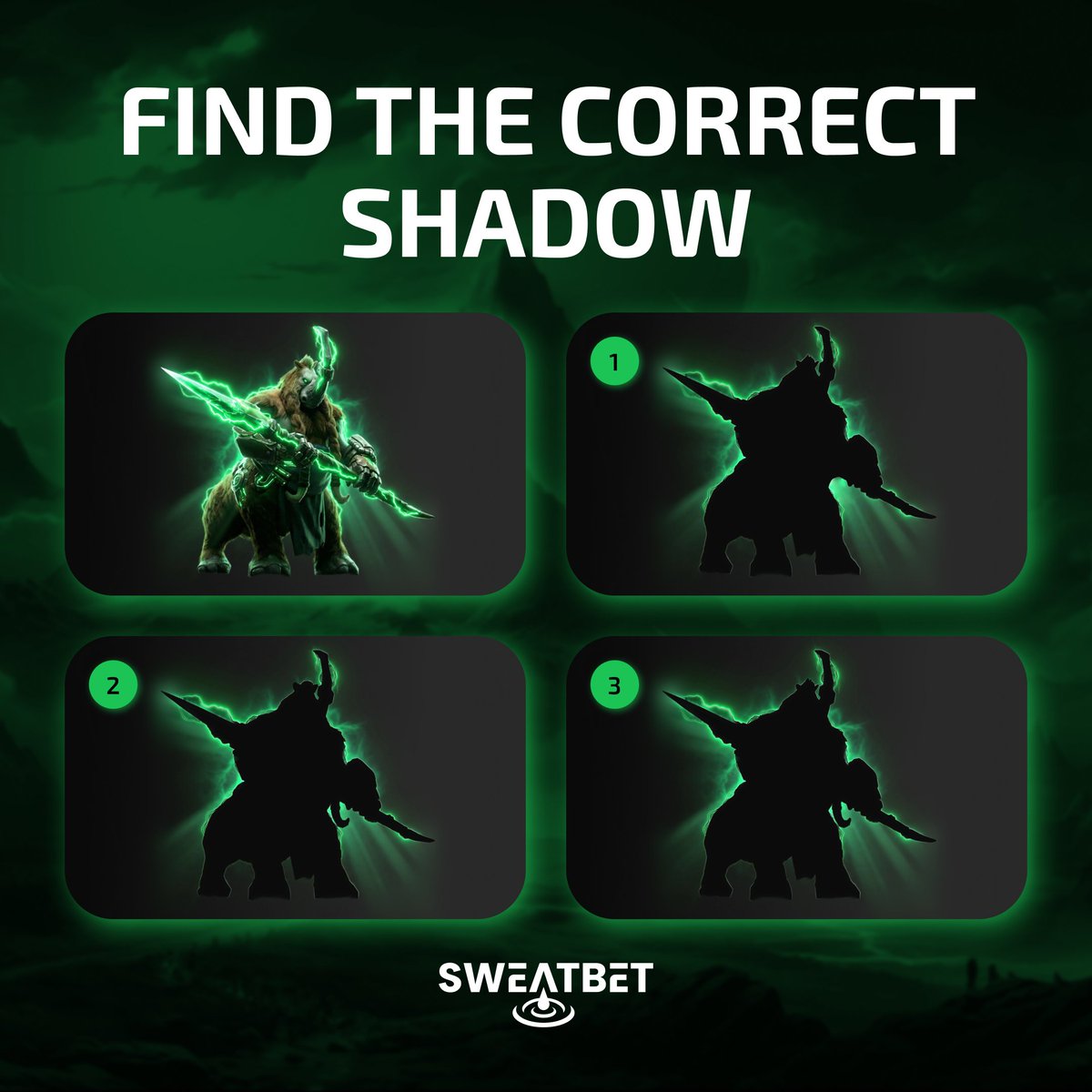 Let’s play a little game! Can you spot the correct shadow? 👀

Look closely, trust your instincts, and drop the right answer in the comments below.

Let’s see who pays attention to the details 👇

#Sweatbet #Esports #GamingChallenge