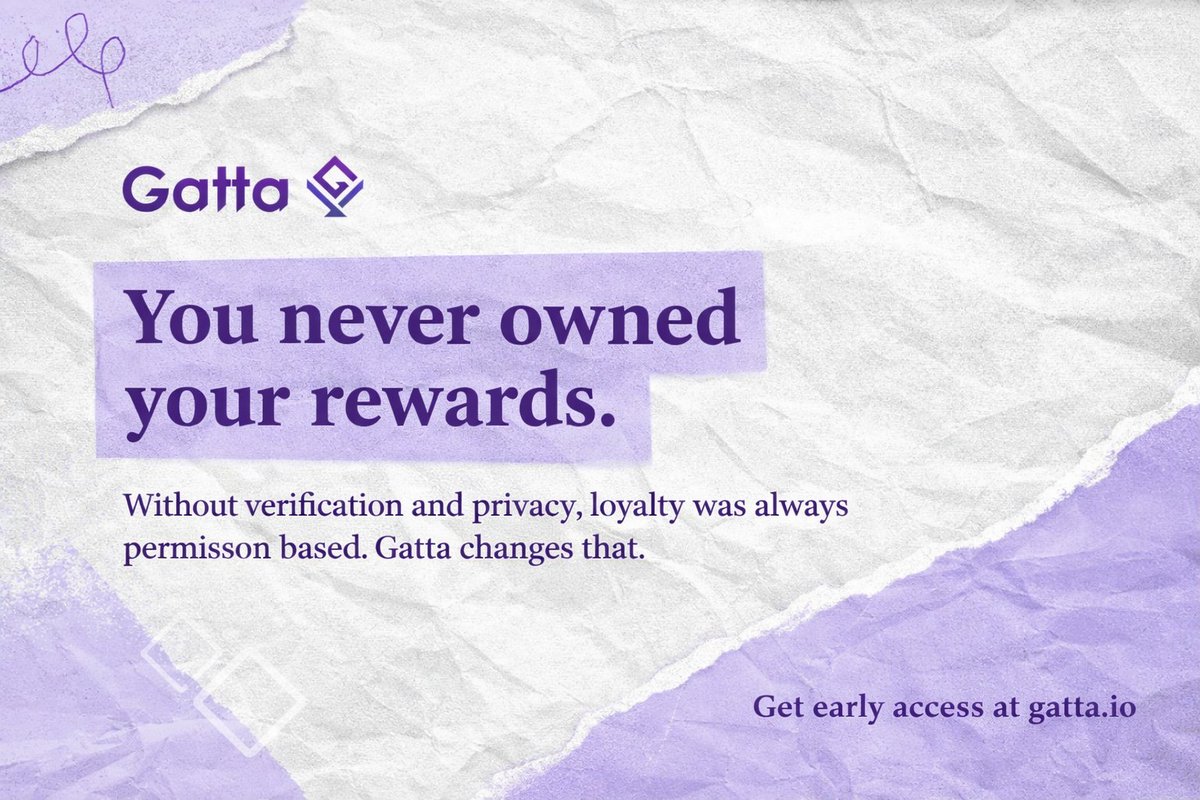 GattaRewards's tweet photo. Loyalty systems are fundamentally broken.

It's not necessarily inconvenient, nor outdated. It's broken at the design level.

You can't verify you qualified without exposing all your data and Brands can't prove distribution was fair. It has always been that bots win while real users lose trust.

Gatta fixes this with zero-knowledge proofs. Here's how: 🧵