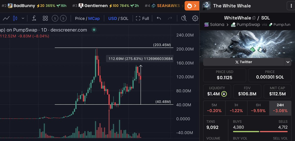 don't forget $whitewhale liquidated those that shorted at $100M.  🫡

this is just profit taking so this is your reminder to buy the dips.

healthy dip imo we resume the pump later this week.