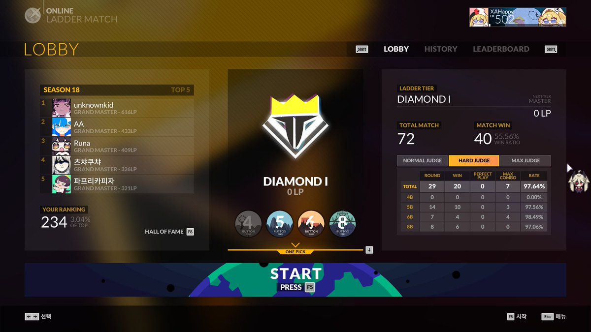 XA_Happy's tweet photo. 래더 다이아1 도착!!
#DJMAX https://t.co/TOWTYdkfU9