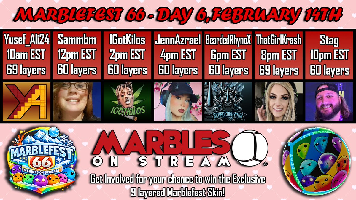 Welcome to the Weekend &amp; Day 6 of Marblefest 66!

Enjoy the segments and races today!

#MarbleFest #GetInvolved