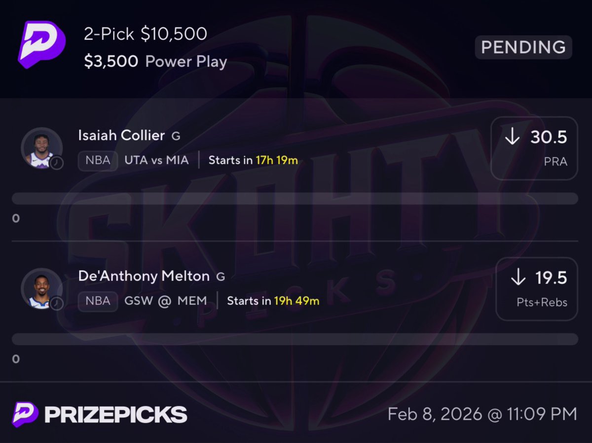 SkohtyDFS's tweet photo. NBA 🏀 2 MAN LOCK🔒💰if this parlay cashes I will cashapp one person that likes this tweet $200. Must like to enter good luck 🚀 ❤️ if tailing !

#PrizePicks ⬇️⬇️  #NBA https://t.co/aZd7TStURm