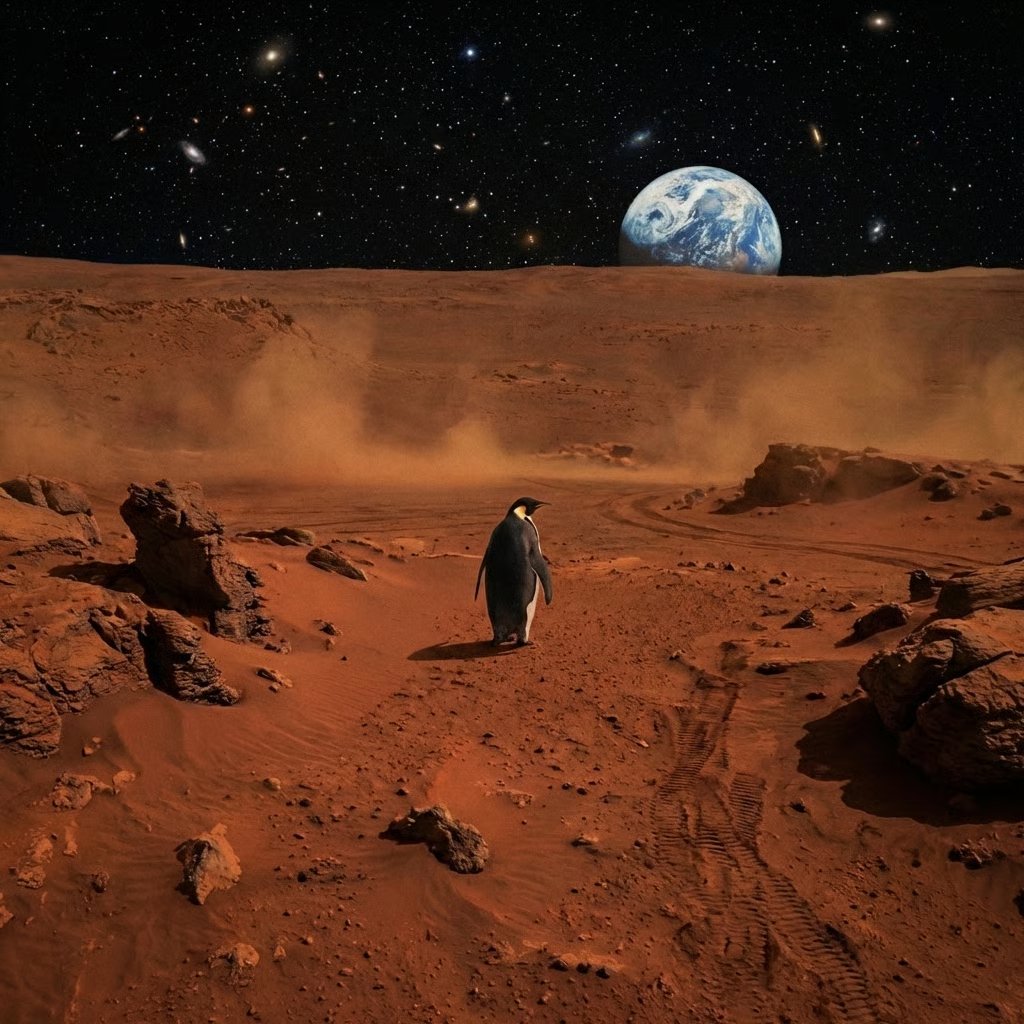 They told us #penguin couldn't fly. We aimed for the Moon, but accidentally overshot to Mars.