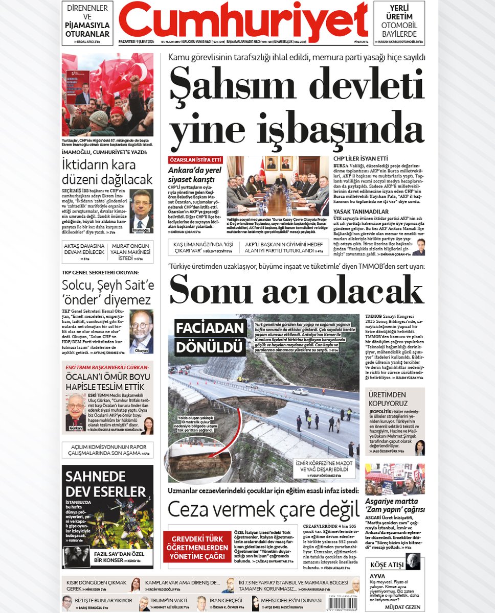 cumhuriyetgzt1's tweet photo. 📌ŞAHSIM DEVLETİ YİNE İŞBAŞINDA
📌SONU ACI OLACAK
📌CEZA VERMEK ÇARE DEĞİL

Hepsi ve daha fazlası Cumhuriyet'te... https://t.co/RHDSw9D8GZ