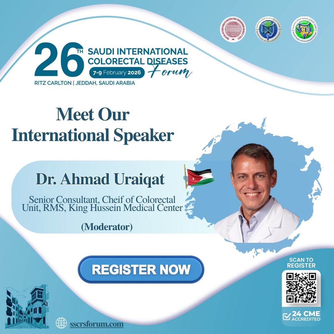 sscrssa's tweet photo. Dr. Ahmad Uraiqat presenting Segmental Splenic Flexure Colectomy with Preservation of IMV
@uraiqat 

#SSCRS2026 #Jeddah #SSCRS  #ColorectalSurgery
#ColorectalDiseases https://t.co/ijo671jZxJ