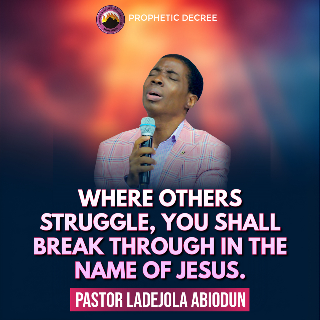 WHERE OTHERS STRUGGLE, YOU SHALL BREAK THROUGH IN THE NAME OF JESUS.

#Breakthrough #DivineFavor #VictoryInJesus #NoMoreStruggle #RiseAbove #FaithOverFear #GodsPromises #Overcomer #SupernaturalBreakthrough 
#DestinedForGreatness #FavorWithoutStruggle #MFM #pastorladejolaabiodun