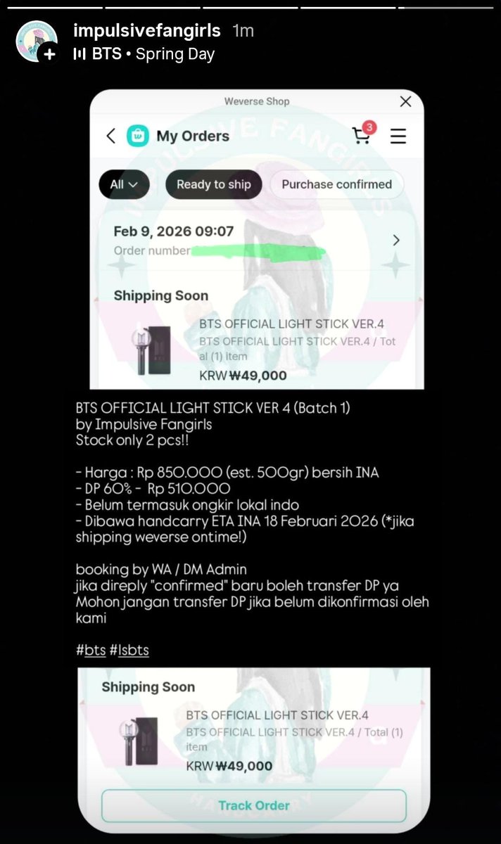 impulsivefg's tweet photo. WTS BTS OFFICIAL LIGHT STICK V4
Stock only 2 pcs
Harga 850k (est. 500gr)bersih INA
DP 510k
Belum termasuk ongkir lokal
Handcarry ETA INA 18 Feb 2026 (jika shipping weverse ontime)
booking by WA/DM Admin
jika kami reply "confirmed" baru boleh transfer DP!
#bts #lsbtsv4 #lsbts https://t.co/Tpw3YsffpN