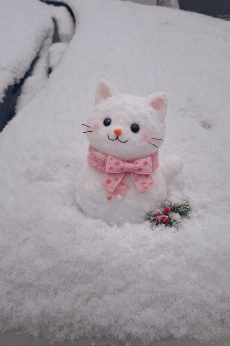 koko110617's tweet photo. 雪だるま作ってChatGPTに猫ちゃんにしてってお願いしたらめちゃくちゃかわいくしてくれた⛄️❄️💕 https://t.co/zTnYnwuIr4