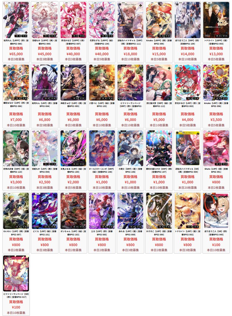 XROSS STARS 📅本日のクロスタの買取表‼ 🌐 ネットで見れる超便利な