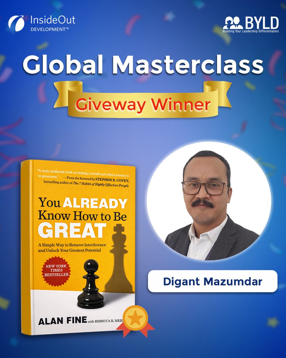𝐂𝐞𝐥𝐞𝐛𝐫𝐚𝐭𝐢𝐧𝐠 𝐥𝐞𝐚𝐫𝐧𝐢𝐧𝐠, 𝐨𝐧𝐞 𝐩𝐚𝐠𝐞 𝐚𝐭 𝐚 𝐭𝐢𝐦𝐞 
Heartiest congratulations to Digant Mazumdar, winner of our Global Masterclass giveaway. A signed book by Alan Fine &amp; Yogesh Sood is on its way to you.
Here’s to unlocking even greater potential ahead!