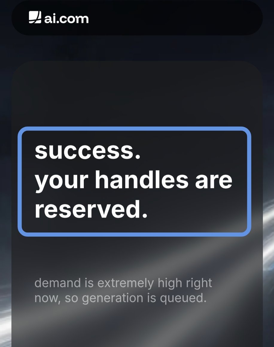 ItsSmart9's tweet photo. 🚨 EARLY AI ALPHA — Don’t Sleep on This

https://t.co/9BzpTzBAjs @aidotcom is quietly allowing users to reserve AI handles before the public rush.

Yes — https://t.co/9BzpTzBAjs.

Built by @kris (Founder of @cryptocom)
• https://t.co/9BzpTzBAjs reportedly acquired for ~$70M
• Backed by serious capital & ambition
• This is NOT a small experiment.

🤖 What is https://t.co/9BzpTzBAjs really building?
Not another chatbot.

Think Personal AI Agents that can: • Organise emails
• Manage calendars
• Send messages & emails
• Execute tasks across apps
• Learn and improve over time

AI Assistant × Automation.

⚡ Early Access (Limited Handles):

1️⃣ Visit https://t.co/9BzpTzBAjs
2️⃣ Sign up with email
3️⃣ Reserve: – Username handle
– AI Agent handle (separate)
4️⃣ Human verification required

Early internet rules still apply:
👉 If handles matter later, early always wins.

💬 What handle did you reserve?
🔁 RT this for your AI-native friends
❤️ Like if you care about real early alpha

#AI #AIAgents #EarlyAlpha #FutureOfAI #Aidotcom