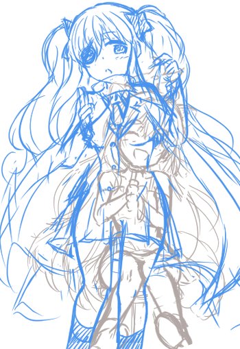 柳生ちゃんとミチルちゃんのラフ