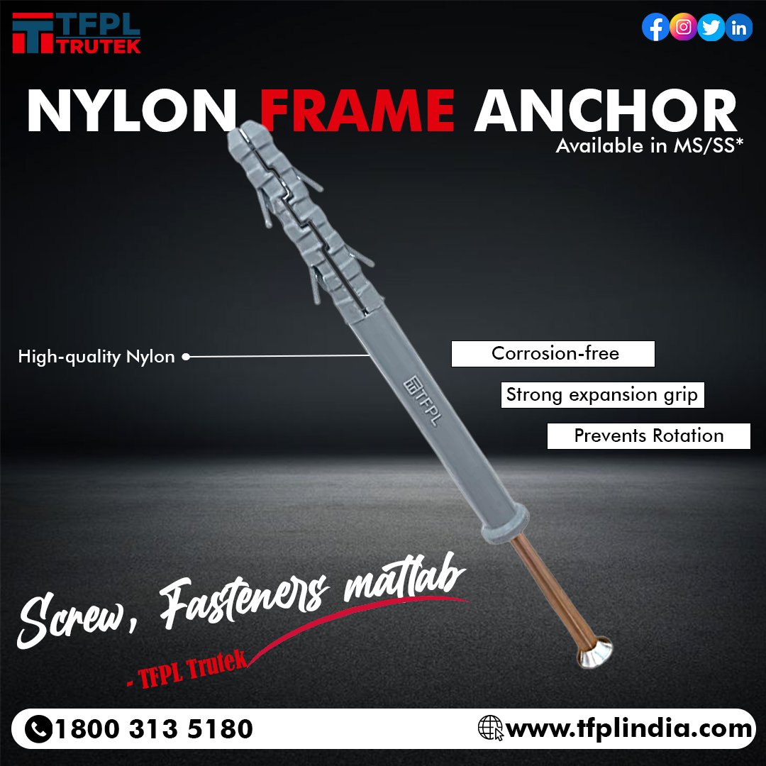 trutek_tfpl's tweet image. Our Nylon Frame Anchor is designed for secure and reliable frame installations in concrete, brick, and block🛠️

#NylonFrameAnchor #StrongFixing #FrameFixing #ConstructionFasteners #ReliableGrip #CorrosionFree #BuildingSolutions #TrutekFasteners