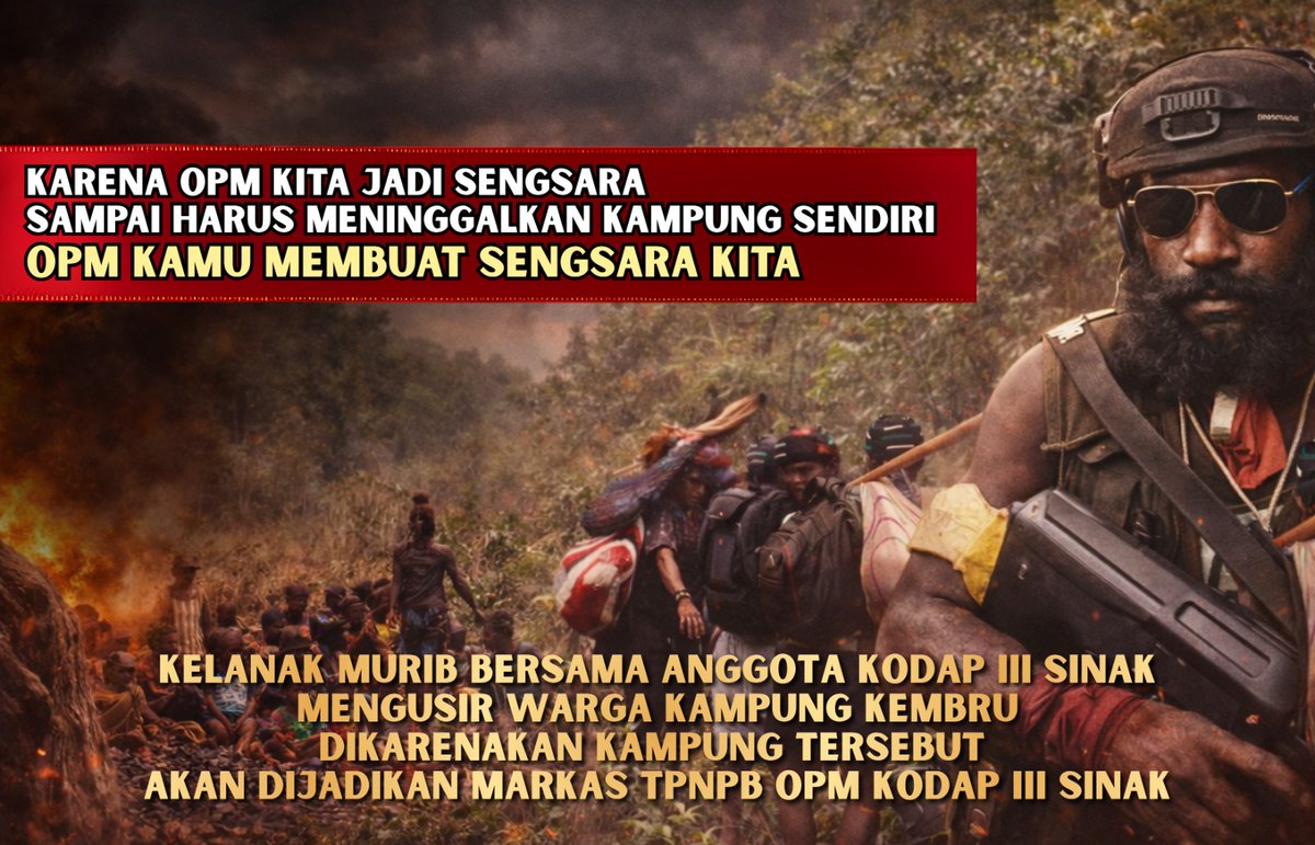 Bibit_version's tweet photo. 🔥 Aksi OPM Membuat Rakyat Sendiri Menderita.

Hentikan kekerasan. Lindungi warga sipil.
Yahukimo harus aman, Papua harus maju. 🇮🇩🕊️

#PapuaDamai #PapuaIndonesia #PapuaKenyamanan #YahukimoAman #StopKekerasan #TolakTeror #PapuaBersatu #KeamananUntukRakyat https://t.co/JtpZ2mKAdb