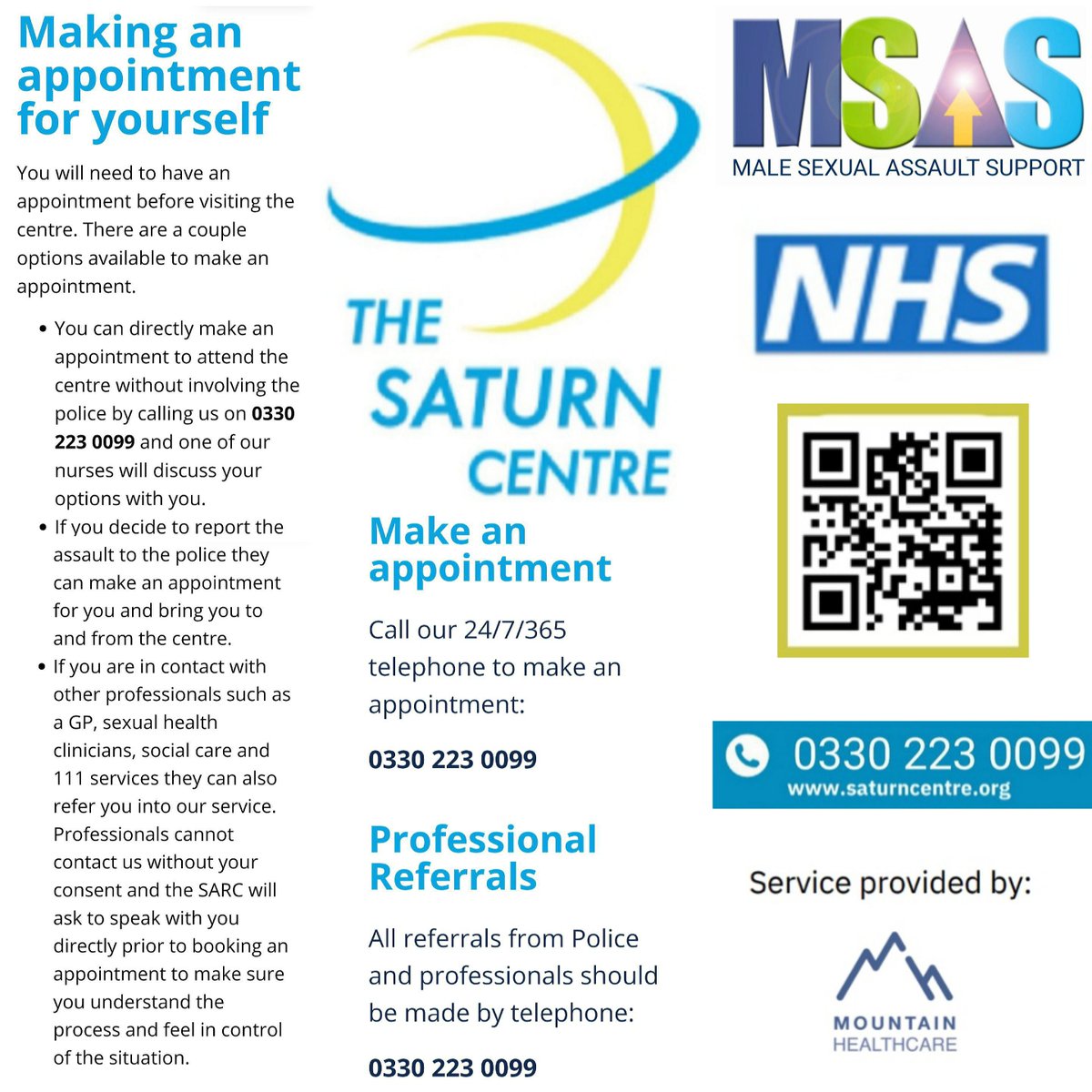 TheSaturnCentre's tweet photo. SARCs offer specialist care and support to anyone who has been raped or sexually assaulted. Whenever it happened, SARCs are here for you, when you need them. You can call 24 hours a day to make an appointment. Go to https://t.co/5xf8kMGz9H to find your nearest service. #SARCs https://t.co/csxyJMtL4j