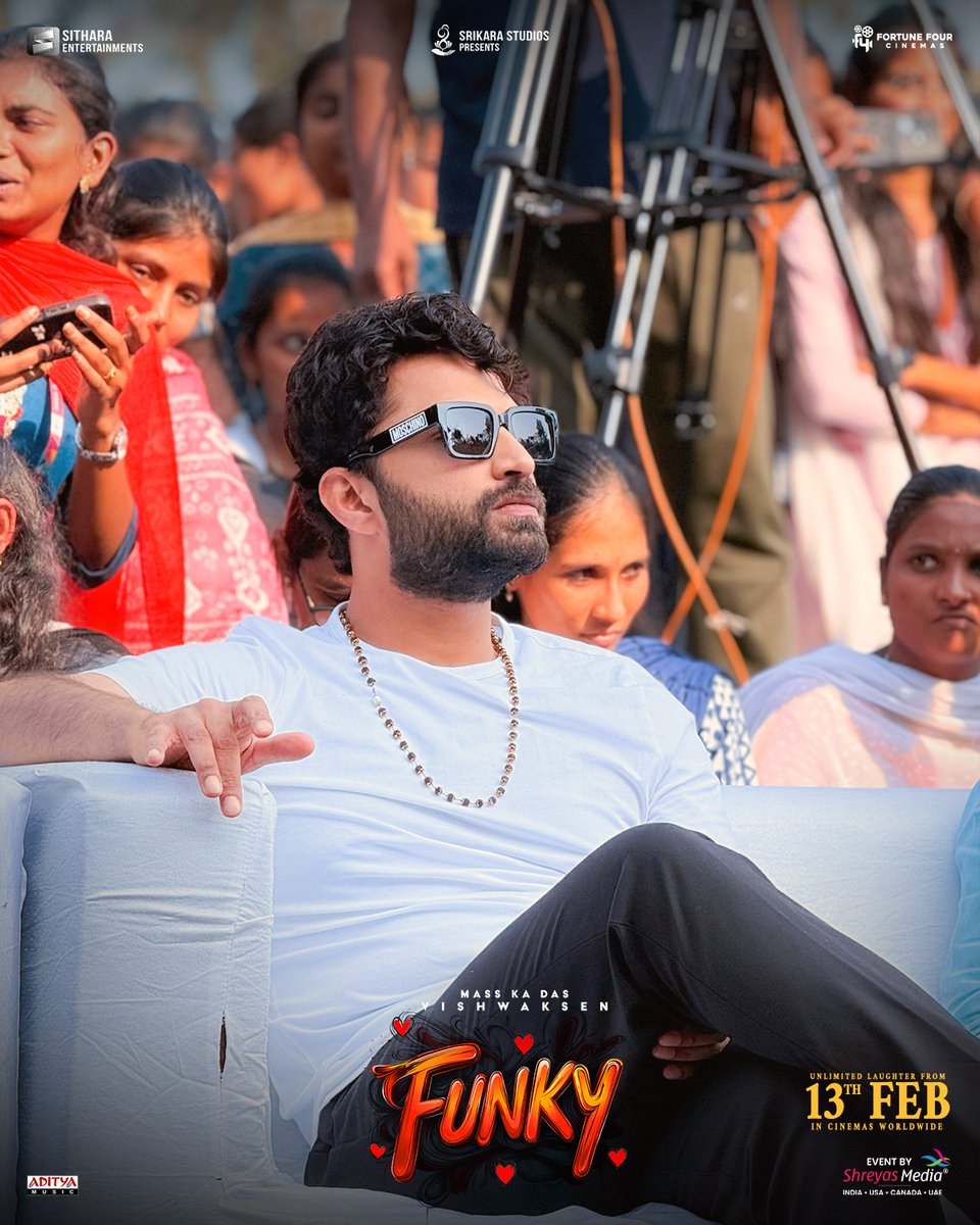 shreyasgroup's tweet photo. Mass Ka Das @VishwakSenActor  brings Style, Swag and Unstoppable Energy owning the spotlight at the #YAMAYAMMA Song Launch Event🔥

A #BheemsCeciroleo Musical 🥁

Event by @shreyasgroup ✌️

In cinemas #FunkyFrom13thFeb 🕺
  
#YAMAYAMMASongLaunch #YAMAYAMMASong
@11Lohar @anudeepfilm @vamsi84 #SaiSoujanya @NavinNooli @Venkatupputuri #SureshSarangam #MohanSato @NtrMurali9999 @SitharaEnts @Fortune4Cinemas #SrikaraStudios @adityamusic #ShreyasMedia
