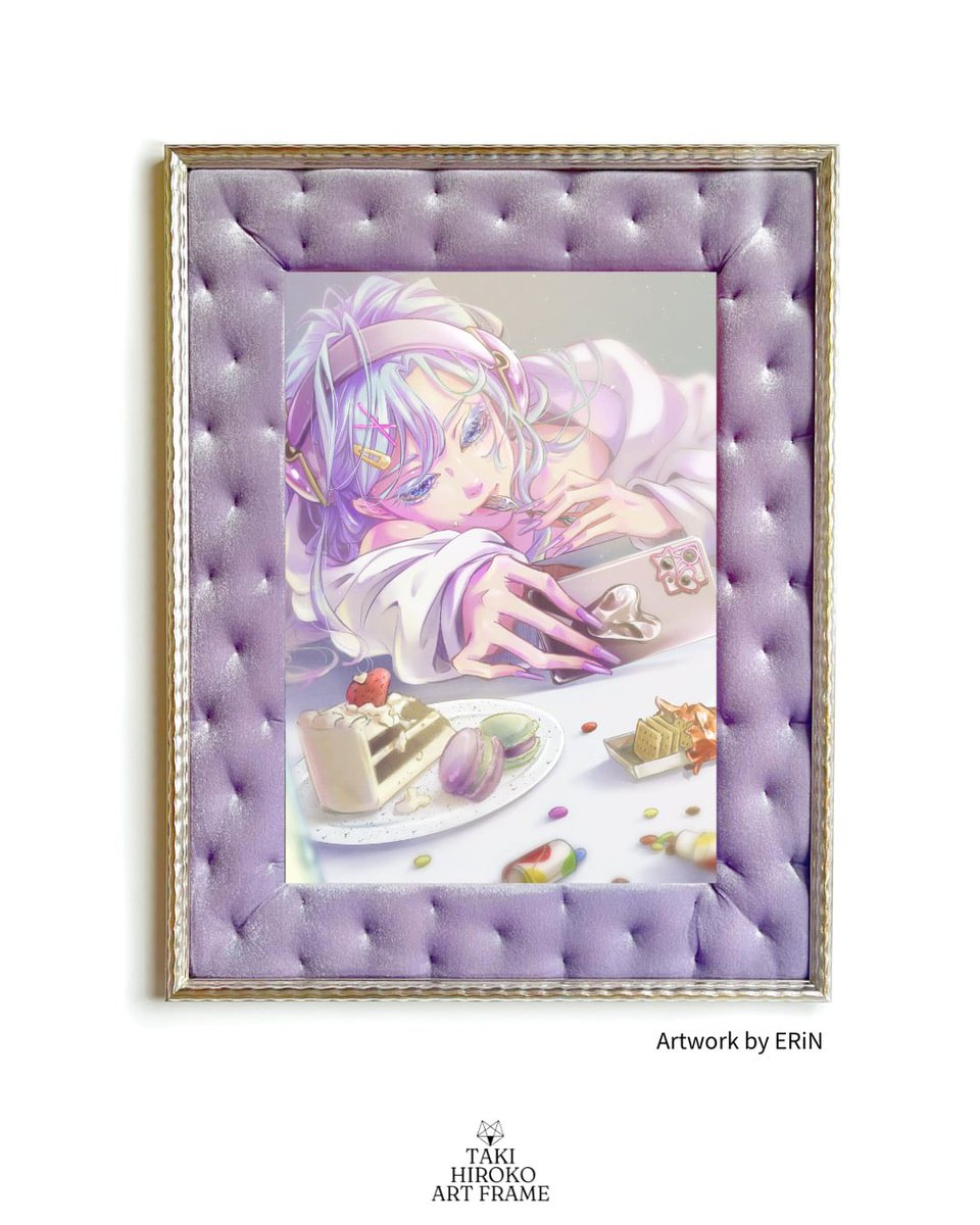 takiartframe's tweet photo. ラベンダー色🪻の額縁どうなん？使いにくくない？って散々考えたけど、この子を額縁に入れてみたらジェラピケっぽく可愛くなったから納得できた。ポップアップで出す！

Art by ERiN https://t.co/rPebqY4VHU