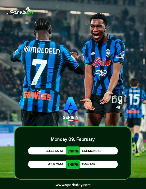 Today's fixtures (9/02/2026)

✅ Serie A 
✅ Laliga

Which games are you looking forward to?

#football #laliga #SerieA #sportsdey