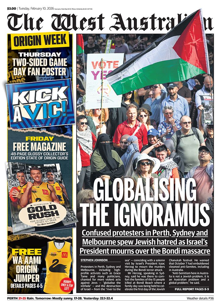 The front page of Tuesday's The West Australian.