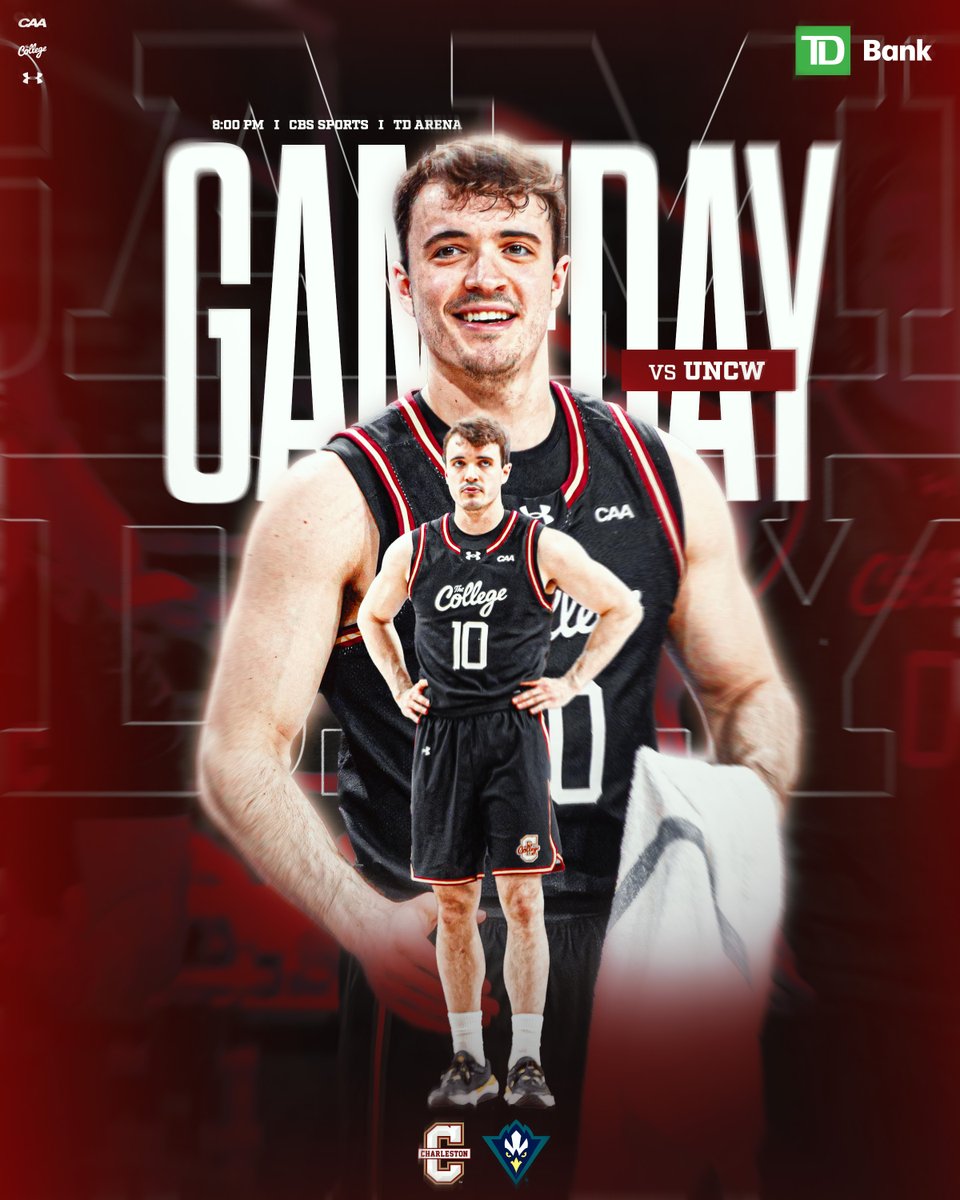 CofCBasketball's tweet photo. Primetime Hoops 

🆚 UNCW
⏰ 8:00 PM
📍 TD Arena // Charleston, S.C.
📺 @CBSSportsNet 
🎧 https://t.co/PQtpNj8kUh
📊 https://t.co/tQxvEArpqL https://t.co/DpHnz1FKy2