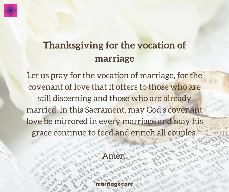This Marriage Week, let’s come together to pray for all married couples and thank God for the beautiful gift of the vocation of marriage. 💍🙏
This prayer comes from the Novena for Marriage Week, prepared by the Catholic Bishops’ Conference: cbcew.org.uk/marriage-week-…

#marriageweek
