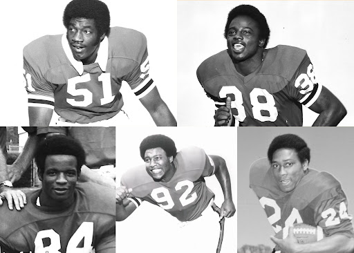 The first five Black football players to earn scholarships at the University of Georgia, known as "The First Five" or "The Five," arrived on campus in 1971: Richard Appleby, Chuck Kinnebrew, Horace King, Clarence Pope, and Larry West. Recruited by coach Vince Dooley, these