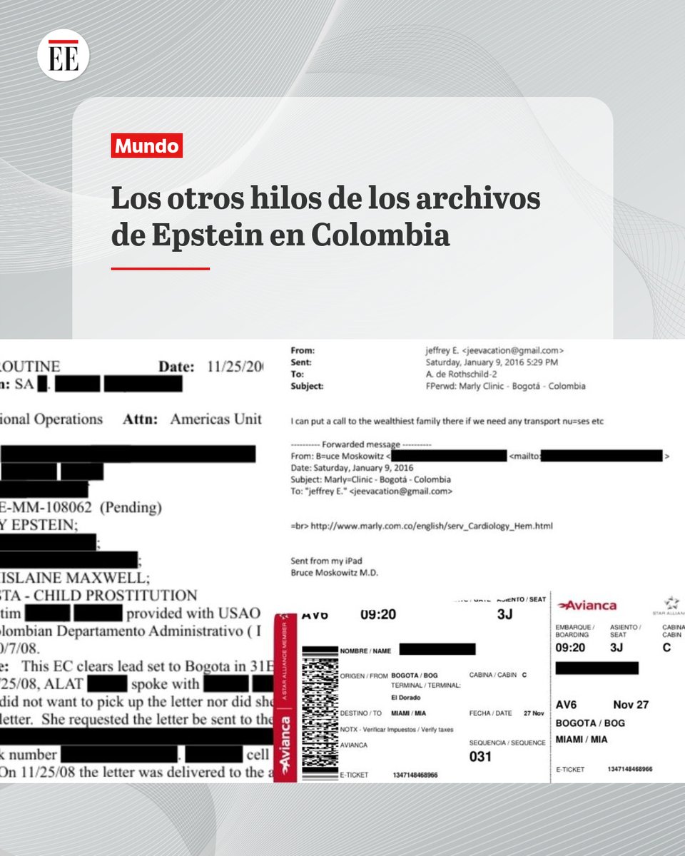 elespectador's tweet photo. #EE | En los millones de archivos sobre Jeffrey Epstein aparecen múltiples menciones a Colombia que abren nuevos interrogantes en el caso.
https://t.co/fYIh2HE7Ch👇🔗 https://t.co/IDDmzI8w8X