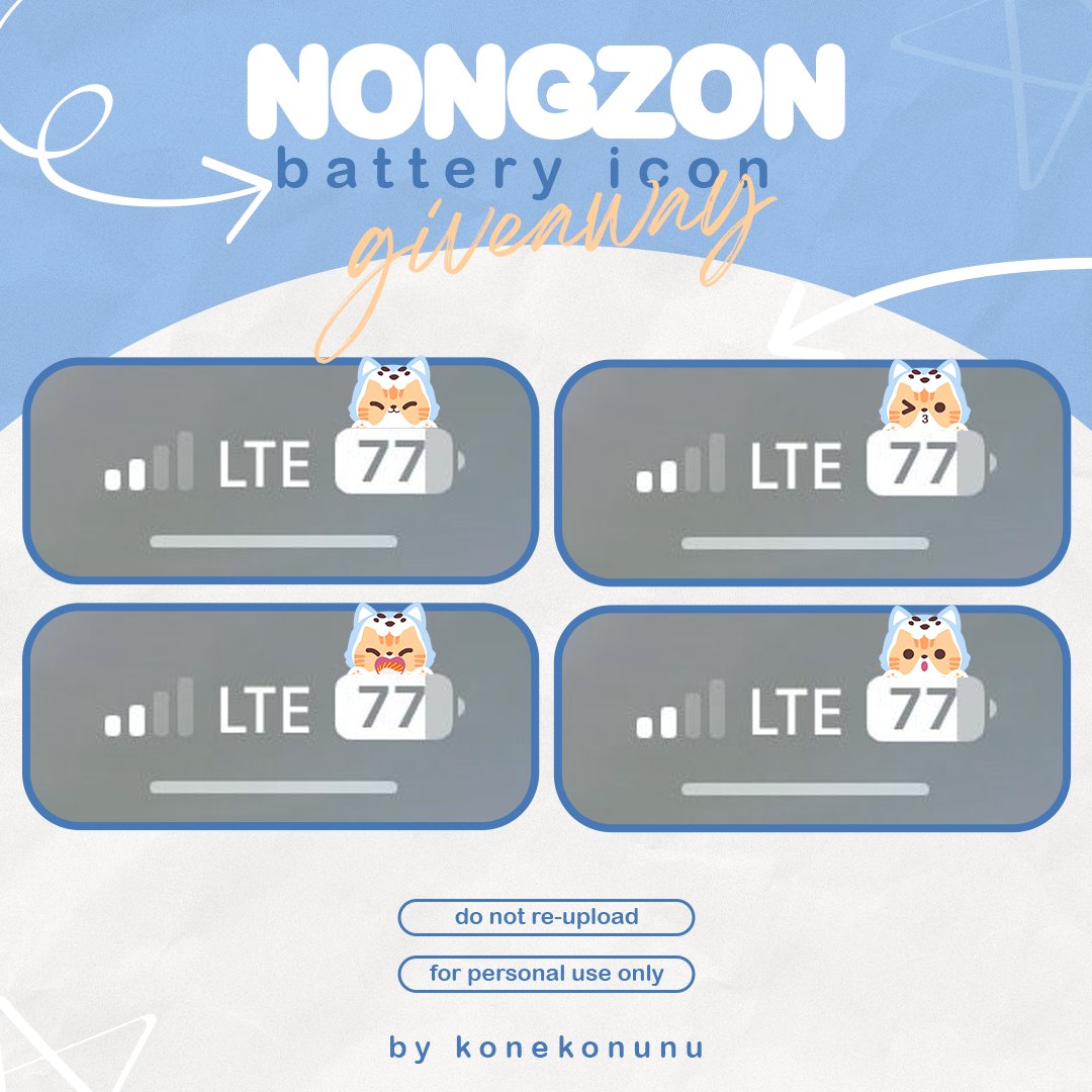 KONEKONUNU's tweet image. NongZon Battery Icon Giveaway ♡

⟡ Do not re-upload
⟡ For personal use ONLY

📂 Download link: sendgb.com/lghsLZucxS0
(Link expires on March 9)

˖⁠ ꒰ #ZeeNunew #BabyNongZon #ไข่เจ๋งซน ⁠꒱ 彡 ๋࣭ ࣪ ˖✩
|  @NongZon_Domundi