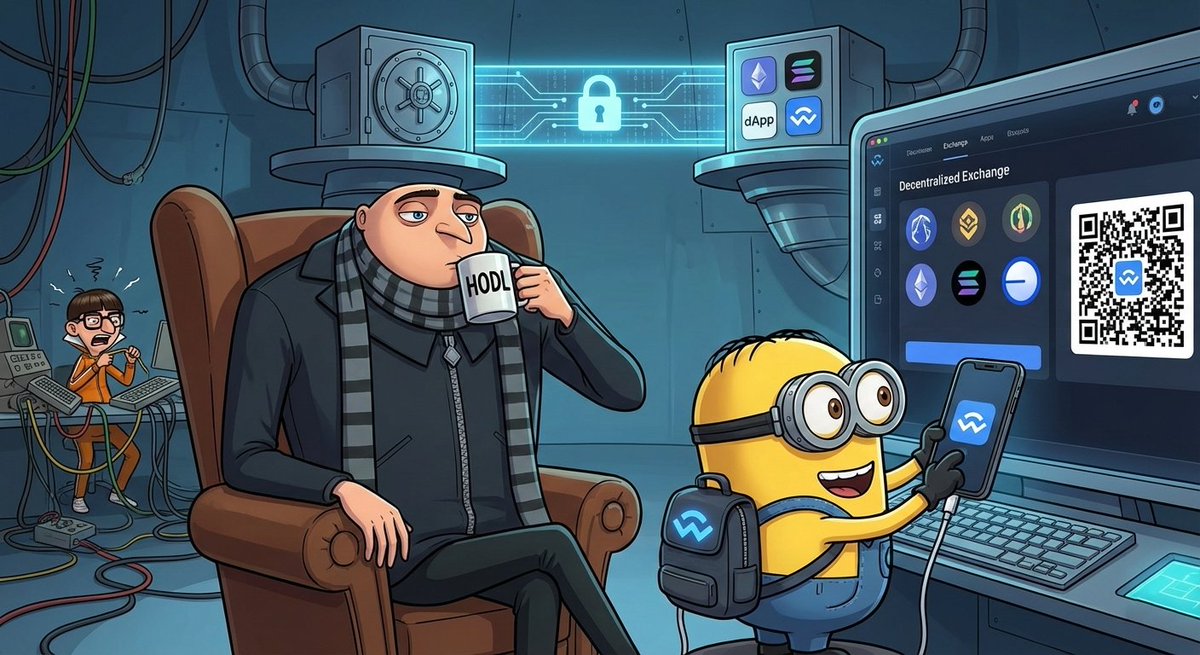WalletConnect is basically a Minion in the world of Crypto!

Think of it as your personal Minion. It doesn’t ask why, it just grabs your wallet and hooks it up to any dApp or exchange while you’re busy sipping your morning coffee. No questions, just vibes and connectivity.

You