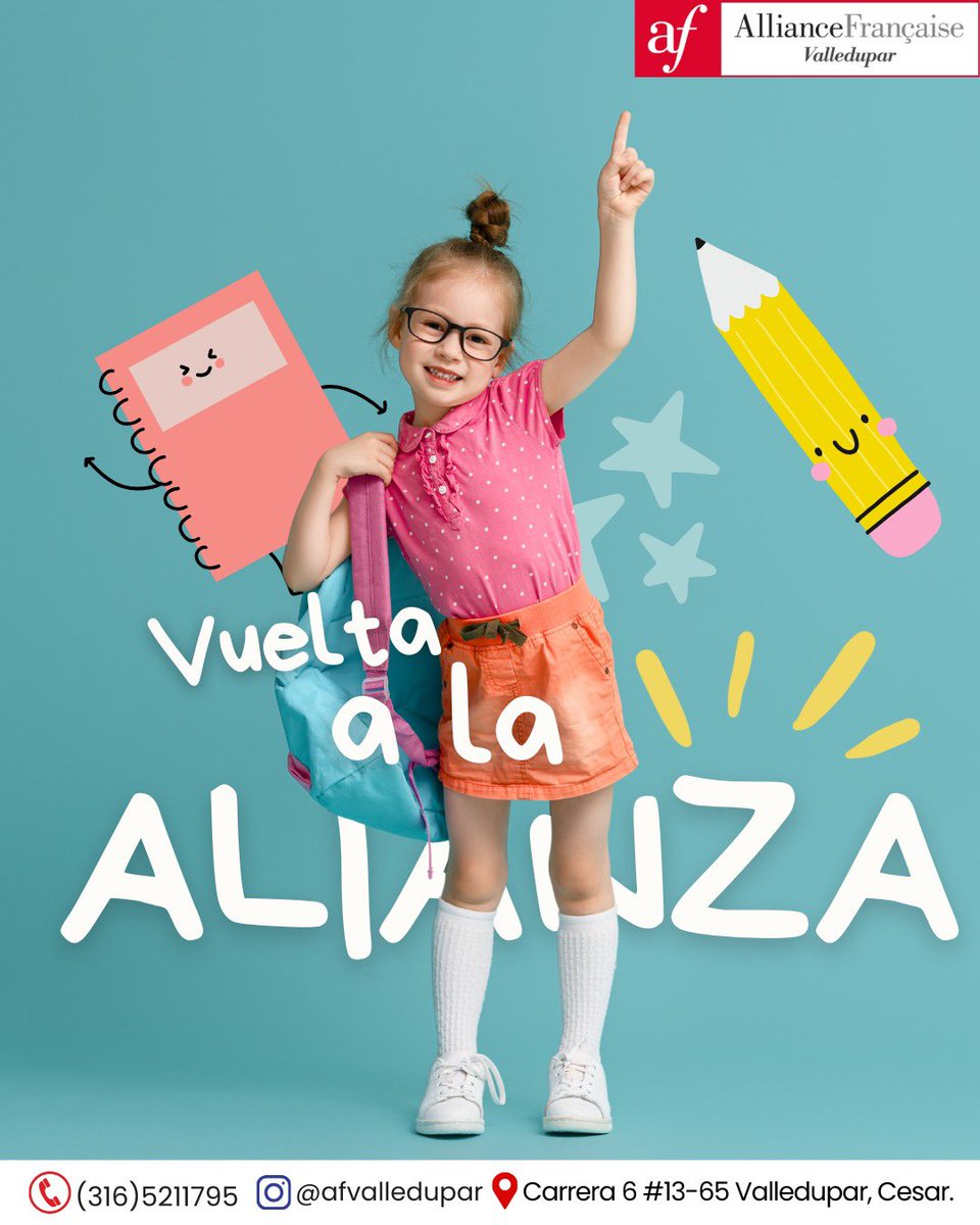 ✨ ¡La Alianza Francesa está de regreso! Cursos para niños y adultos. ¡Inscripciones abiertas, no te quedes fuera!
¡MATRICÚLATE HOY! 
Para más información visita: > valledupar.alianzafrancesa.edu.co