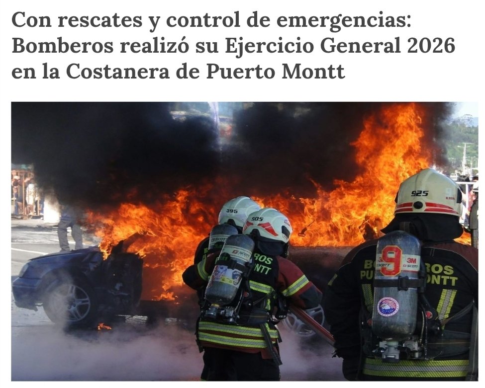 𝗣𝗥𝗘𝗡𝗦𝗔 | Con rescates y control de emergencias: Bomberos de Puerto Montt realizó su ejercicio general 2026 en la Costanera.

Fuente: diariodepuertomontt.cl/noticia/actual…